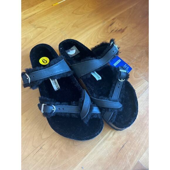 NWT Birkenstock Mayari Shearling Sandals Leather black NEW 40 Made in Germany 9 - Picture 5 of 8